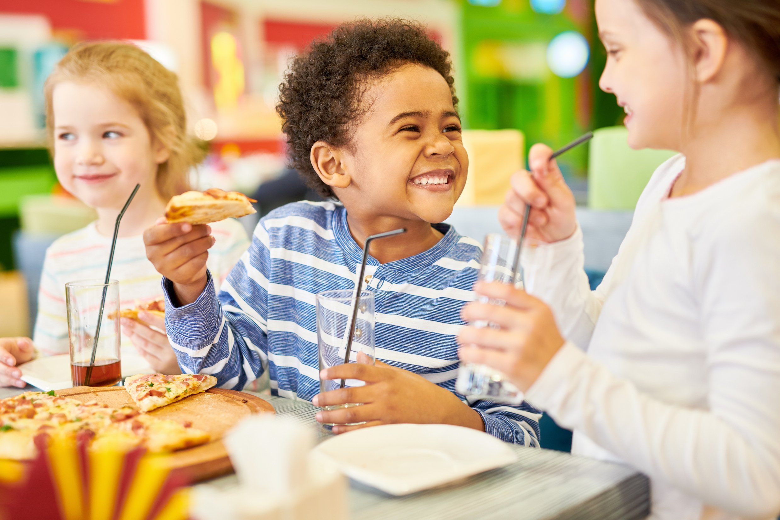 Happy  Children in Pizzeria